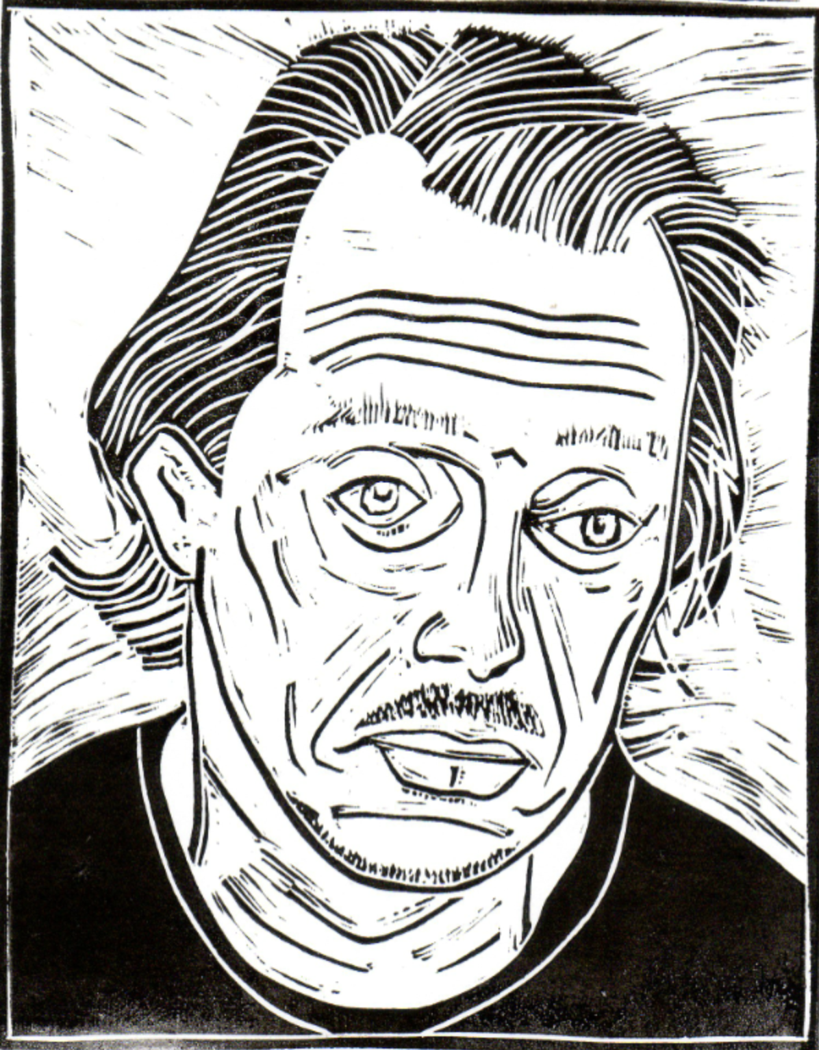 Woodcut of Steve Buscemi. (artwork by author)