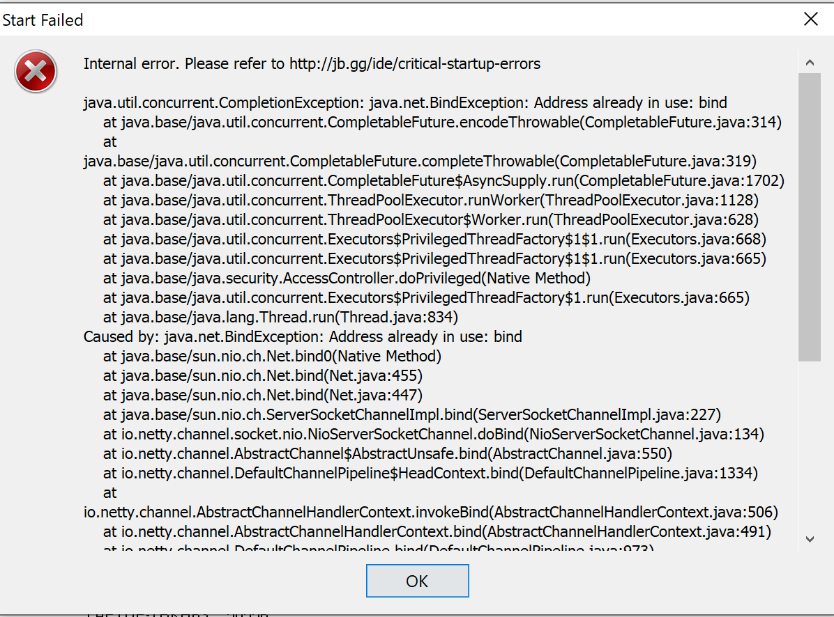 NOTE How to resolve PyCharm can’t start cause error Address already
