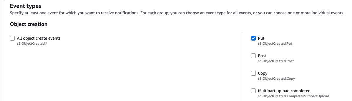 Choose event type