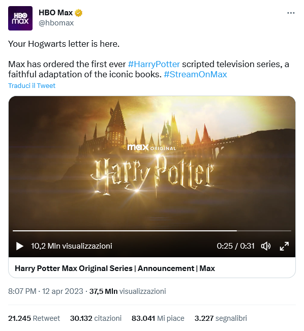 Harry Potter Max Original Series, Official Announcement