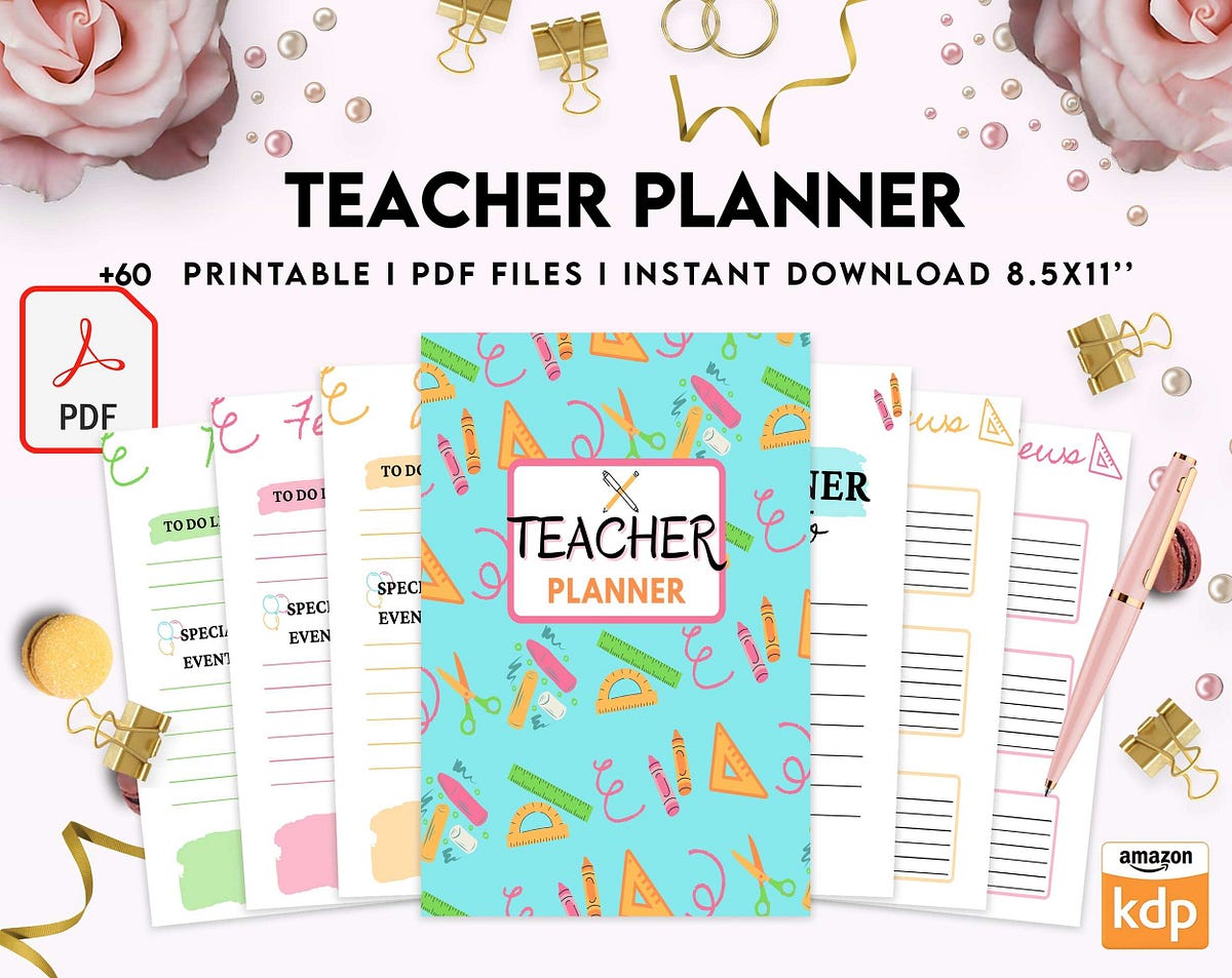 Teacher Planner, Teacher Journal, teacher Bundle pages, PDF Printable