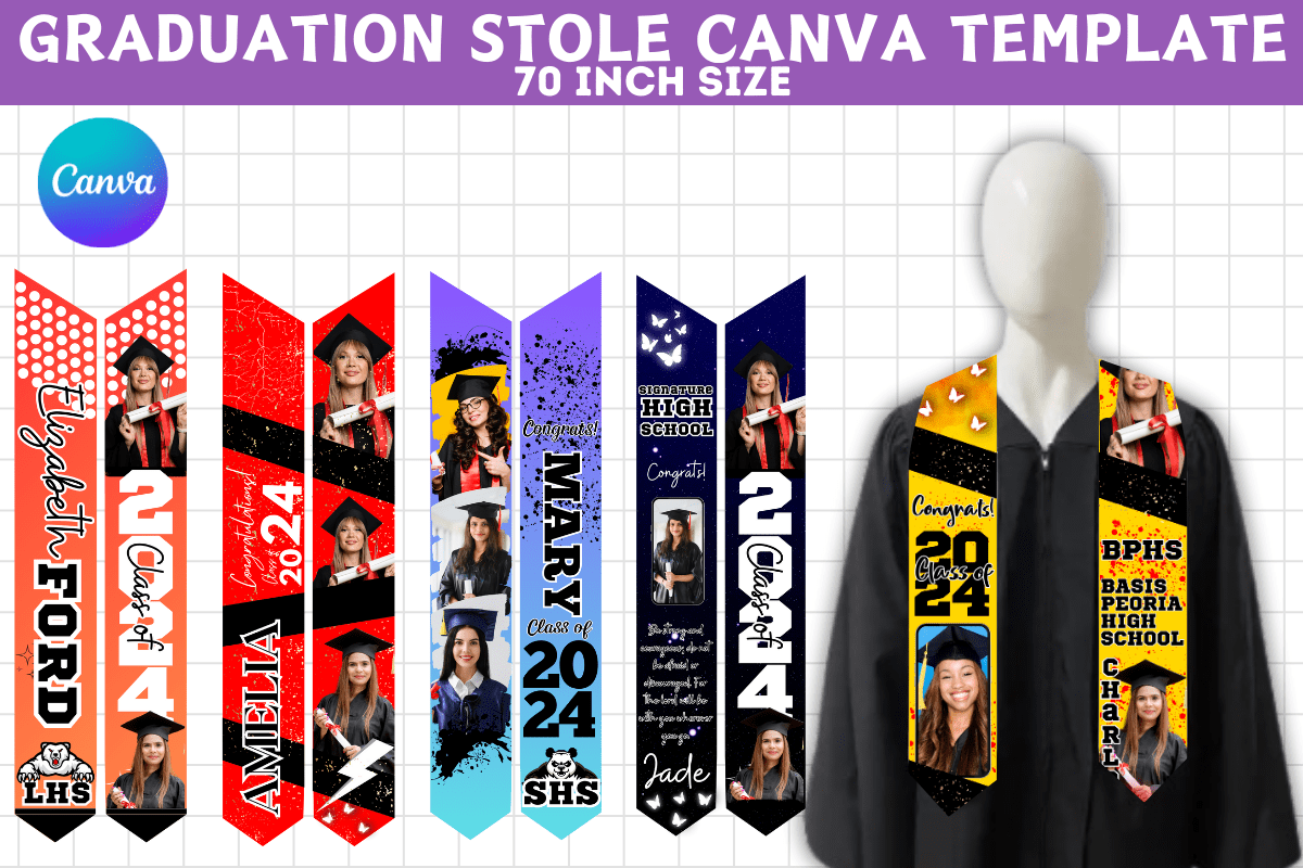 Graduation Stole Canva Editable Template - Arttechtom - Medium
