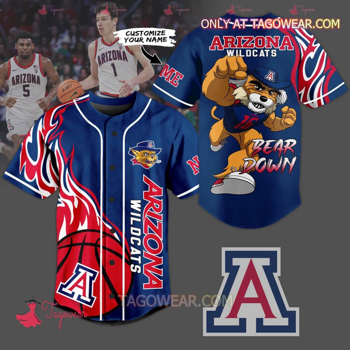 Arizona Wildcats “Bear Down Fire Ball” Personalized Baseball Jersey: Show  Your Wildcat Spirit with Flair | by Tagowear | Feb, 2024 | Medium