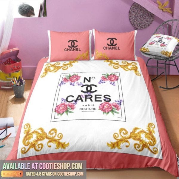 pink and black chanel bed comforter