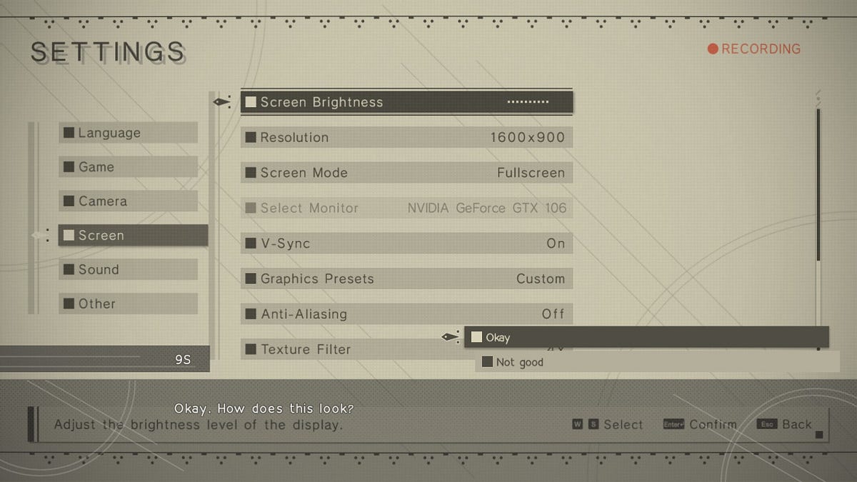 The Agony and Ecstasy of Settings Menus in Nier Automata by T.A