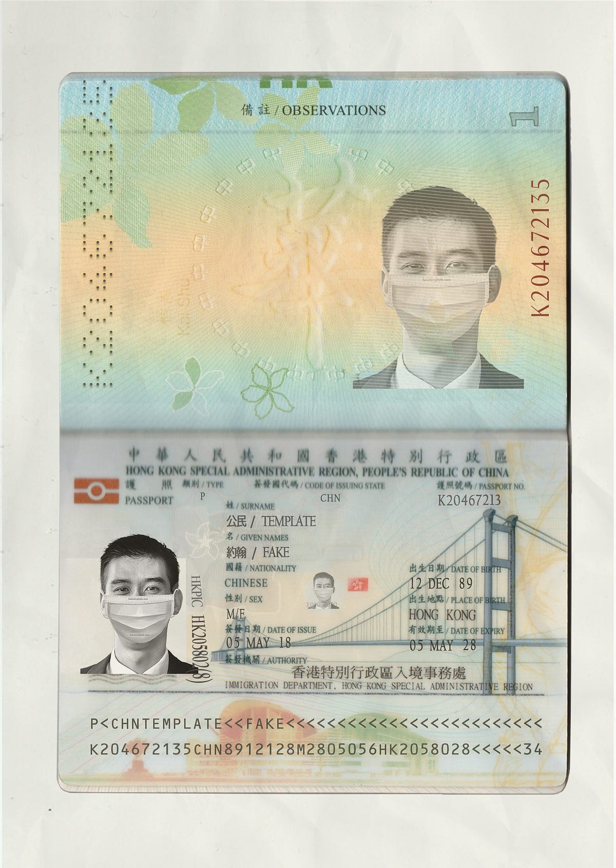 Authentic Hong Kong Psd Passport Template Editabledocscom Medium 2800