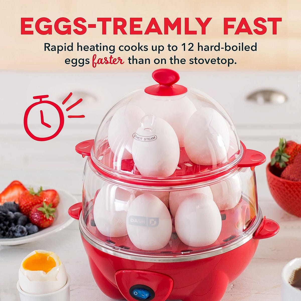 DASH Deluxe Rapid Egg Cooker for Hard Boiled, Poached, Scrambled