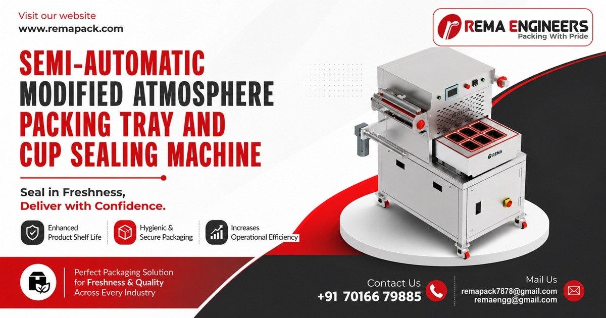 Semi-Automatic Modified Atmosphere Packing Tray and Cup Sealing Machine In Kerala
