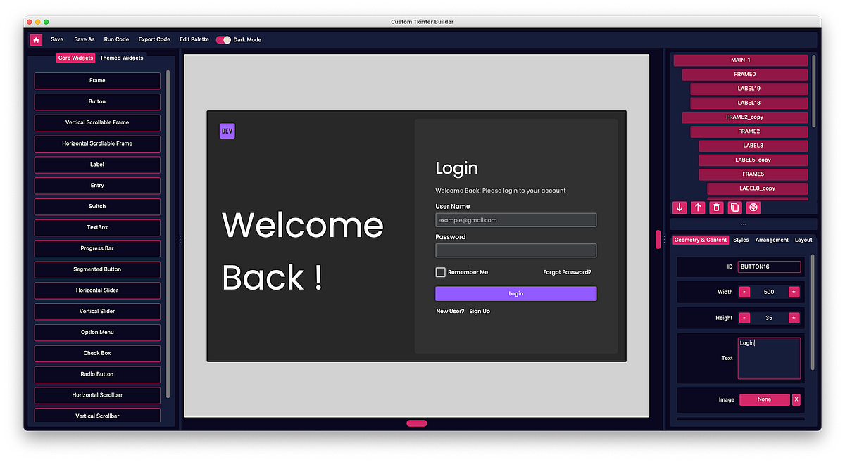 CustomTkinterBuilder: No-Code Drag-and-Drop Python UI Builder | by Meng ...