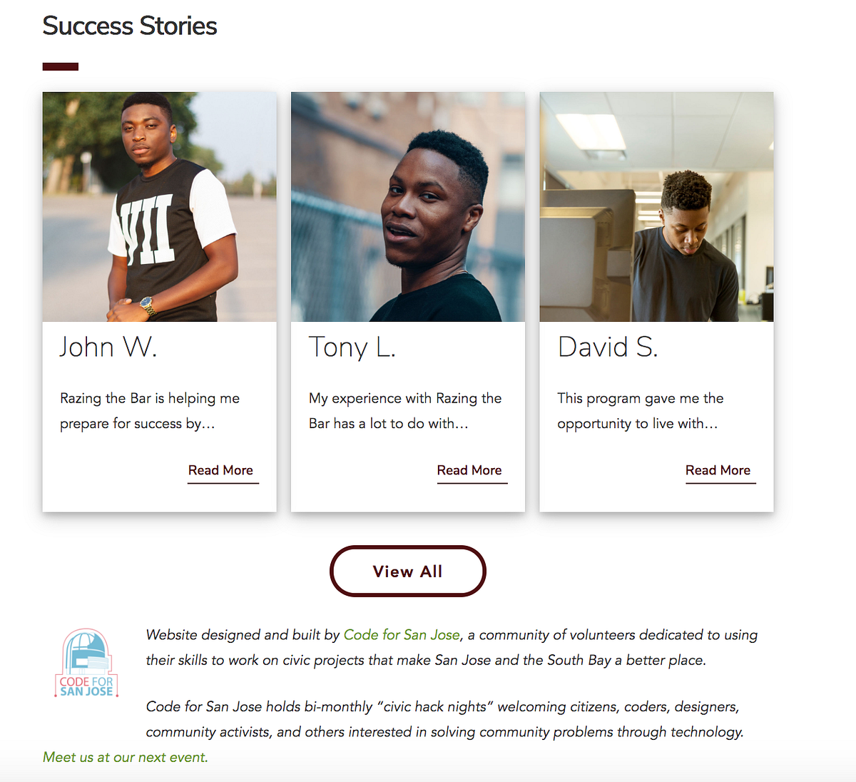 Redesigning Razing the Bar’s site by Namrata Challa Code for San