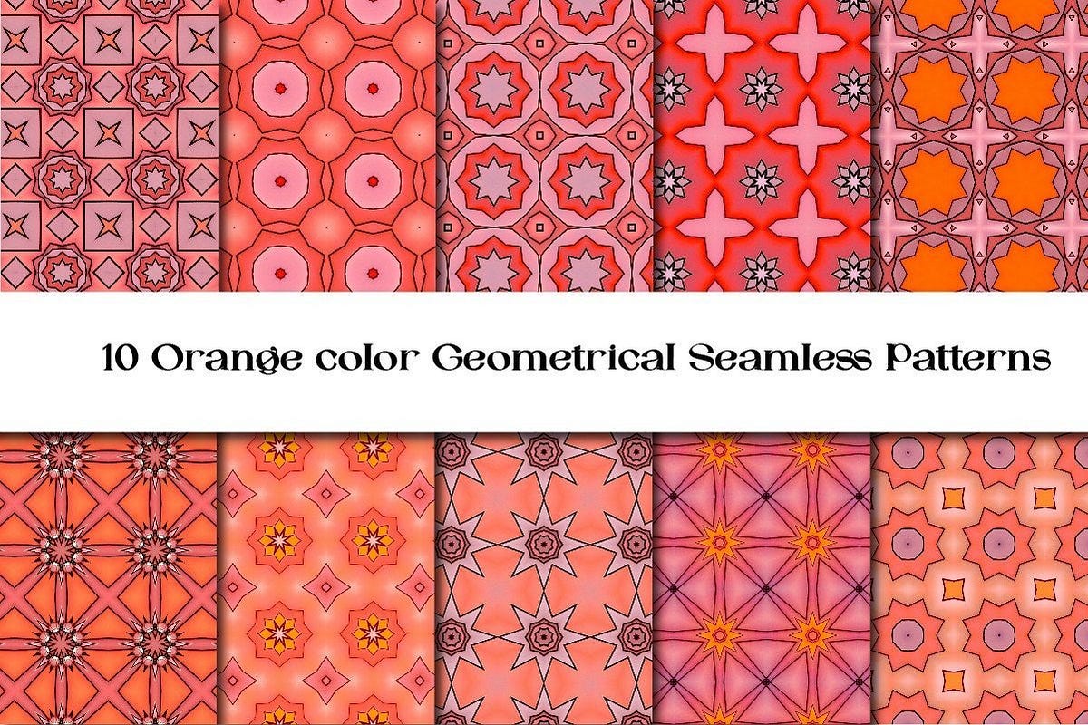 Orange Geometrical Seamless Patterns Vol 1 - Isabellainnovista - Medium