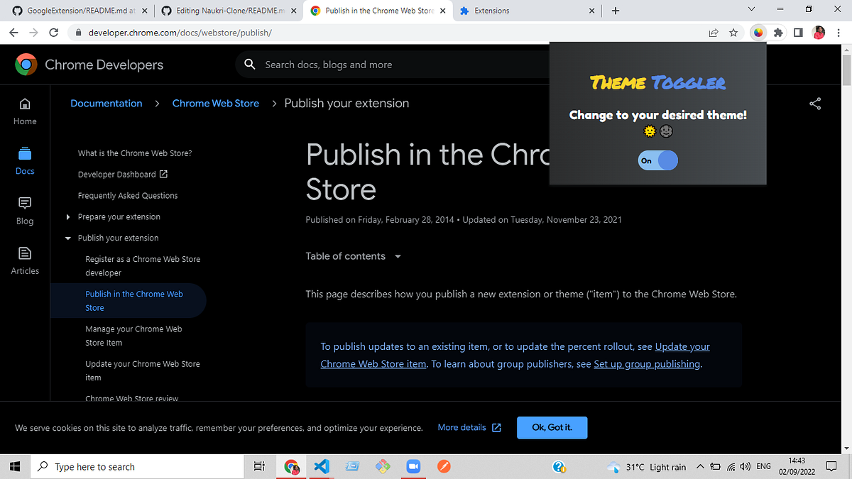 Google Extension — Toggle Light/Dark Mode Rajashree Chakraborty Medium