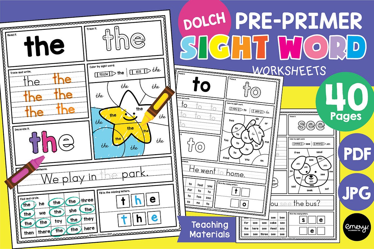 Preschool Dolch Sight Word Worksheets Free | by Whimsywaves | Aug, 2024 ...