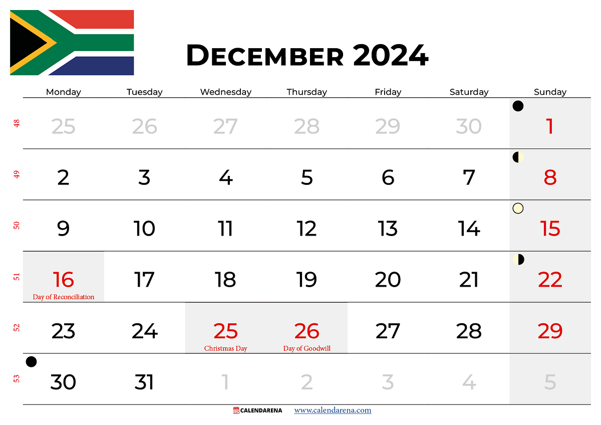 December 2024 Calendar South Africa - hamouda chokri - Medium