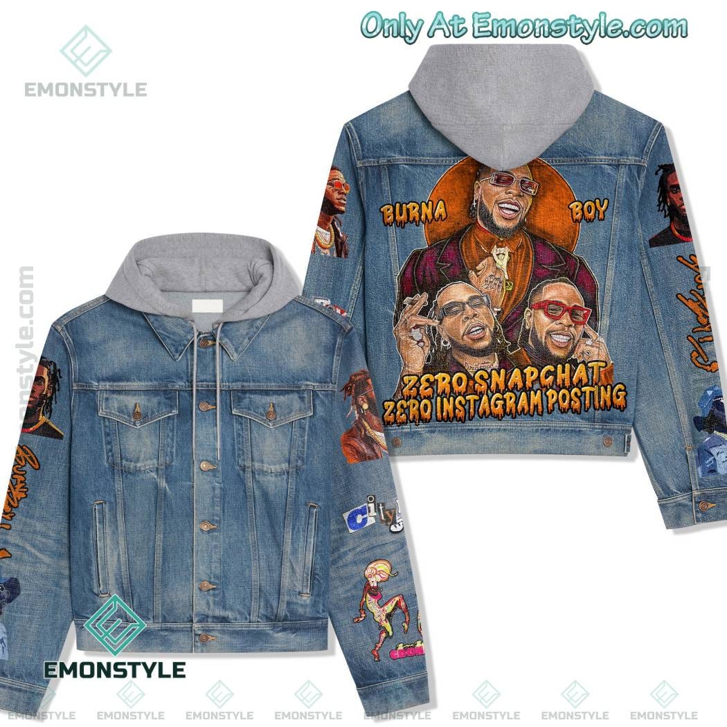 Burna Boy Zero Snapchat Zero Instagram Posting Hooded Denim Jacket