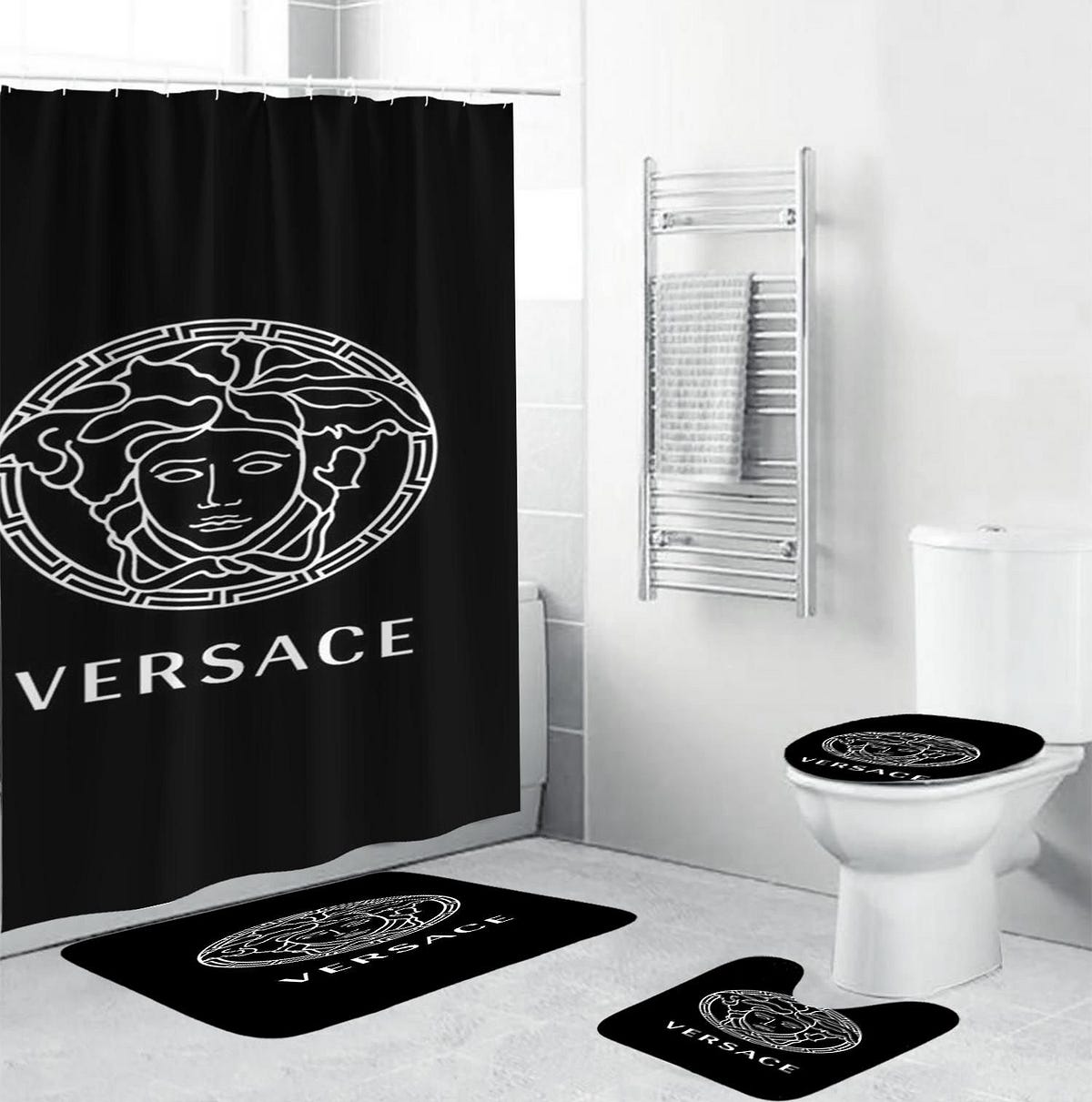 Versace Basic Big Whitein Black Bathroom Set Luxury Fashion Brand