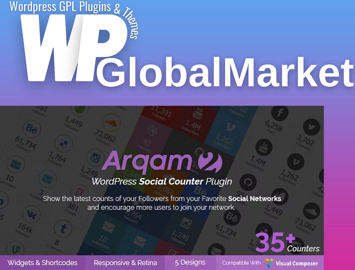 Social Counter Plugin for WordPress — Arqam by WPGlobalMarket Medium