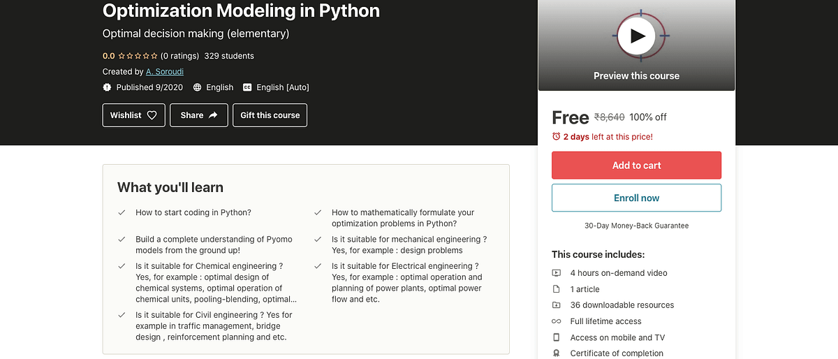 Optimization Modeling in Python | Free Certification Course | by ...