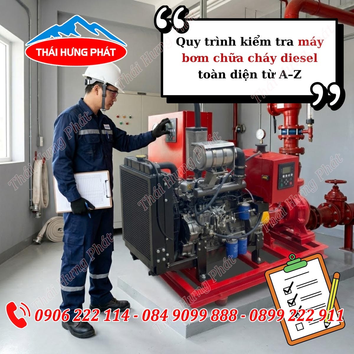 Quy trình kiểm tra máy bơm chữa cháy diesel chuẩn kỹ thuật (Checklist chi tiết)