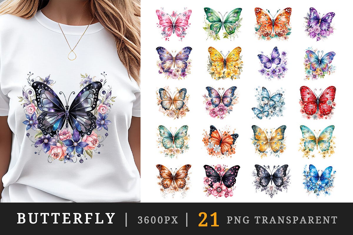 Butterfly Printable Sublimation Clipart (t-shirt Designs) 