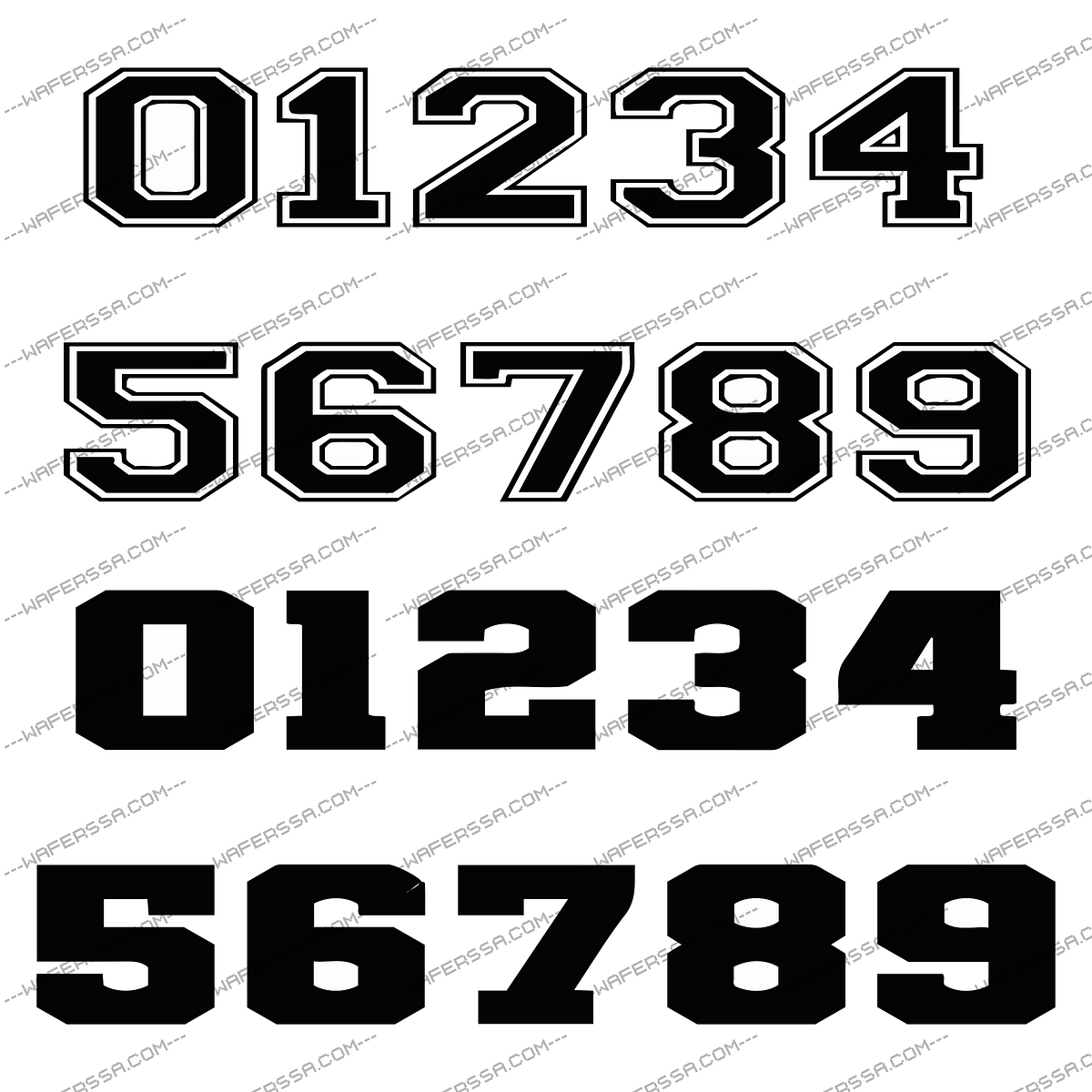 Jersey Number Templates SVG, PNG, PDF, Sports Number SVG by Waferssa