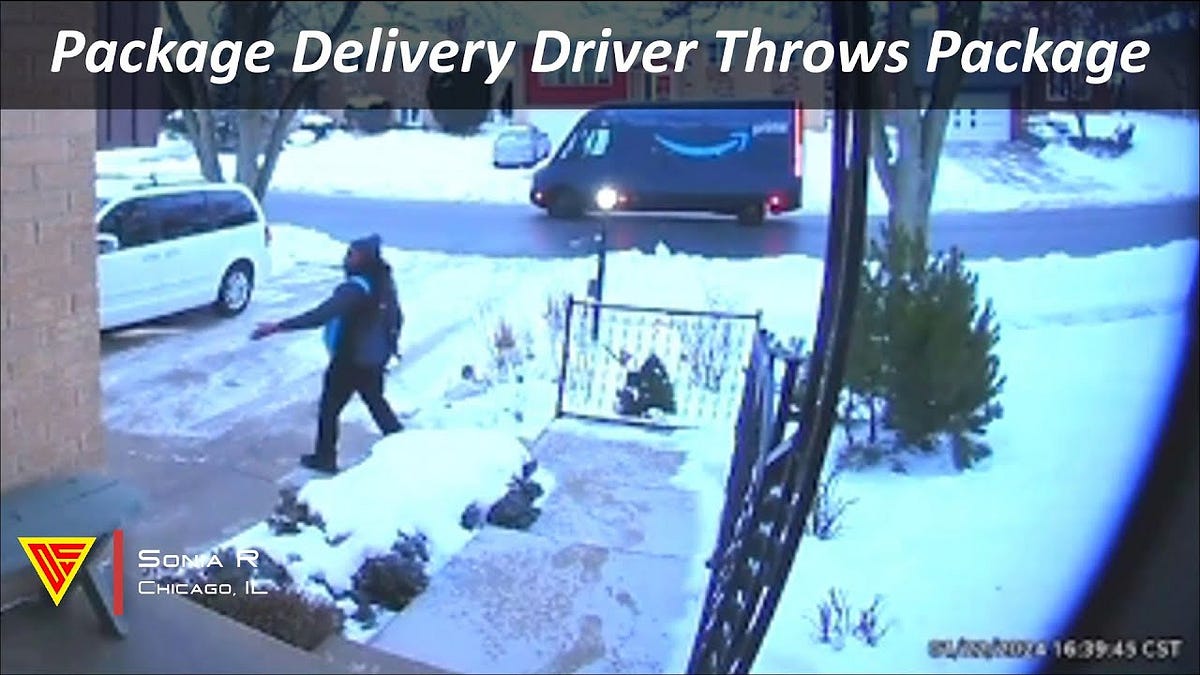 Package Delivery Driver Throws Package Caught on Ring Camera Doorbell