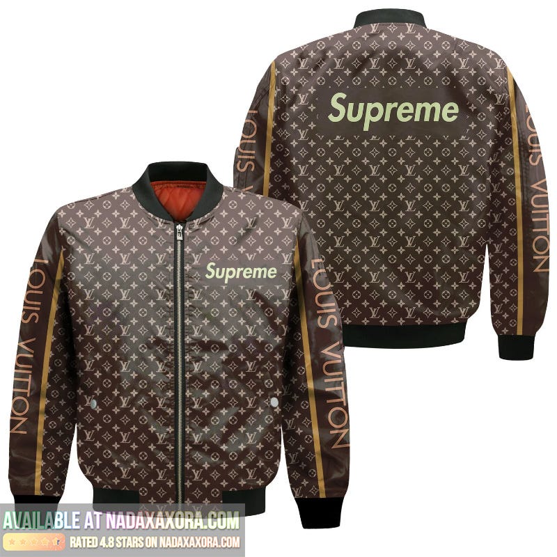 Louis Vuitton Supreme Brown Bomber Jacket Outfit For Men Women