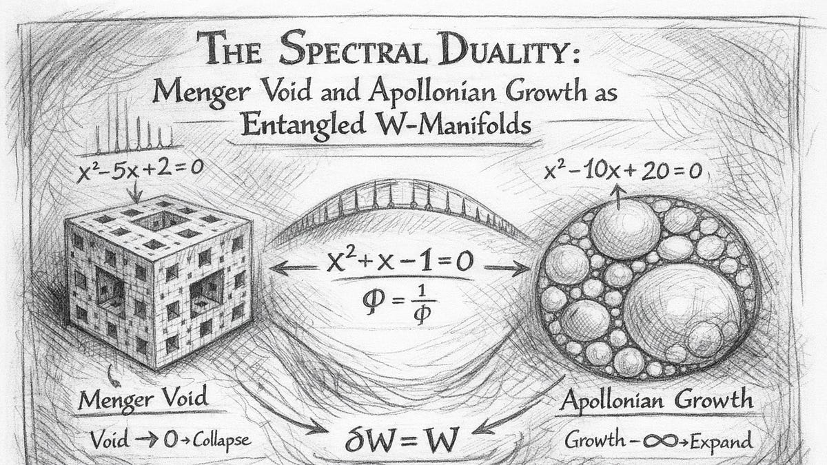 The Spectral Duality: Menger Void and Apollonian Growth as Entangled W-Manifolds