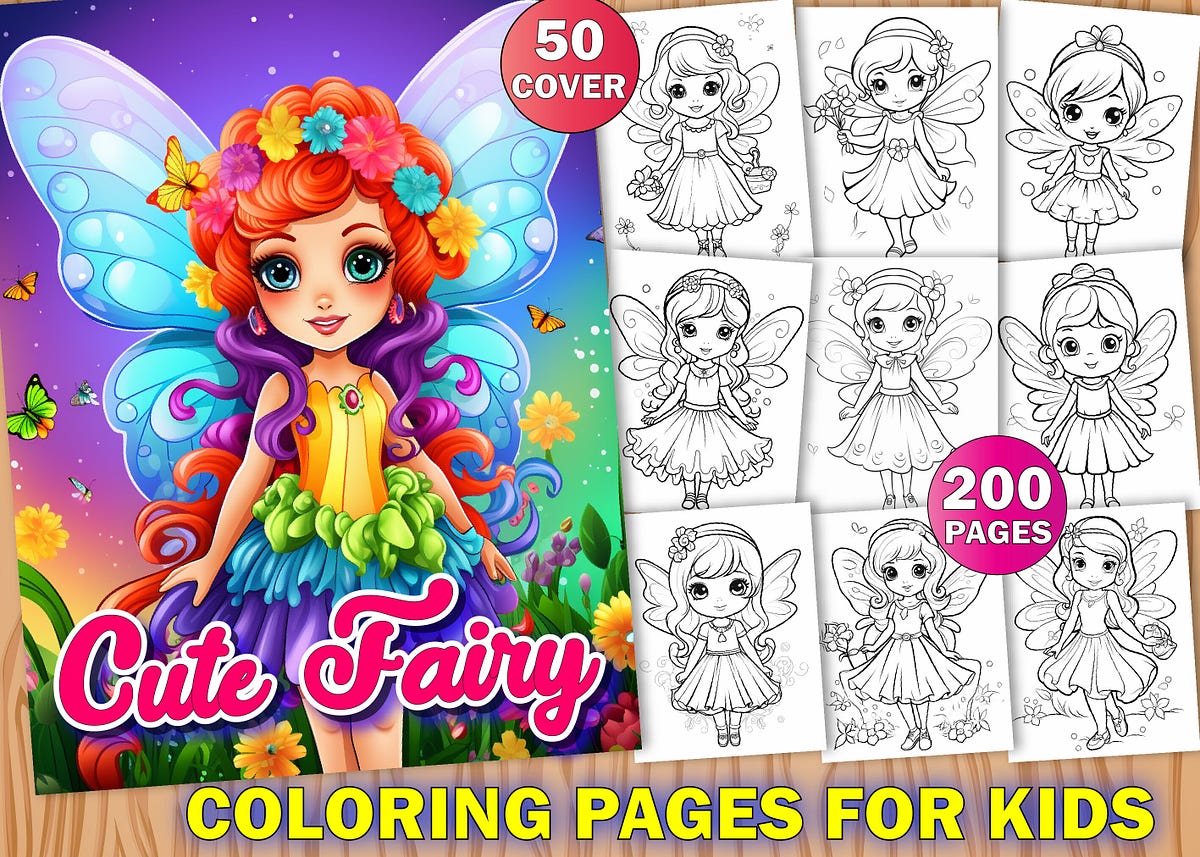 200 Cute Fairy Coloring Book for Kids (Kids Coloring Pages) | by ...