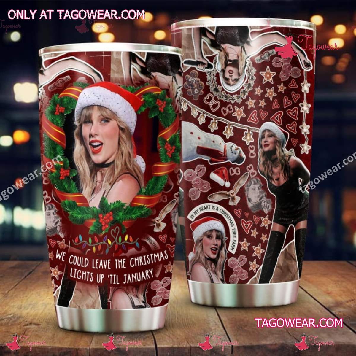 Taylor Swift “We Could Leave the Christmas Lights Up 'Til January” Tumbler:  Sip in Style and Extend the Holiday Spirit, by Tagowear Shop, Nov, 2023