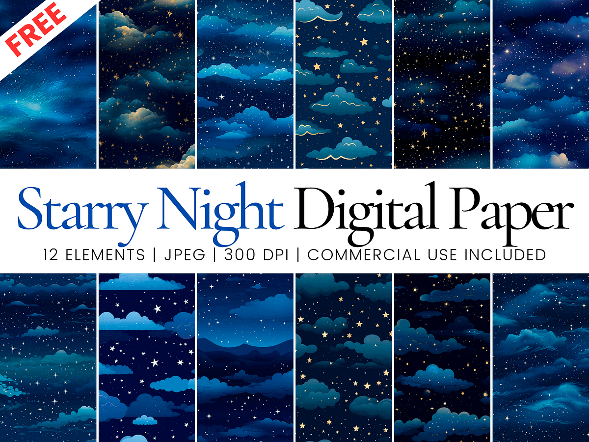 Free Starry Night Digital Paper - Neonnomad - Medium