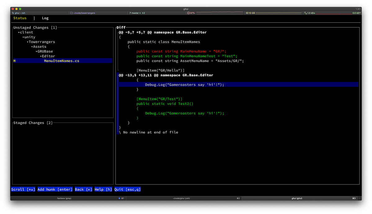 Terminal UI for git written in Rust by Stephan D. Medium