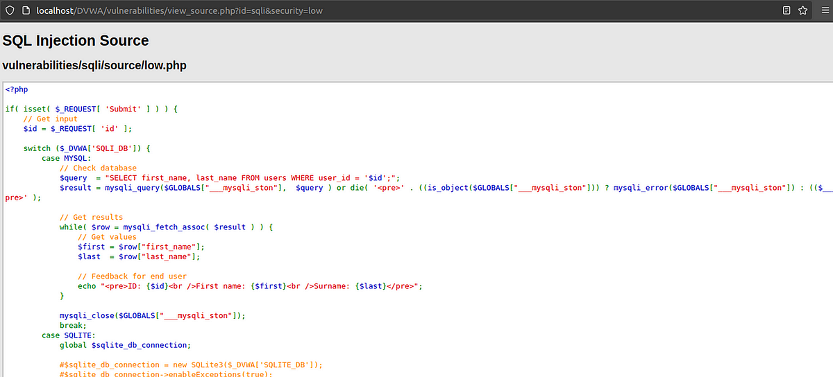 Understanding SQL Injection attacks using the DVWA application — Low ...