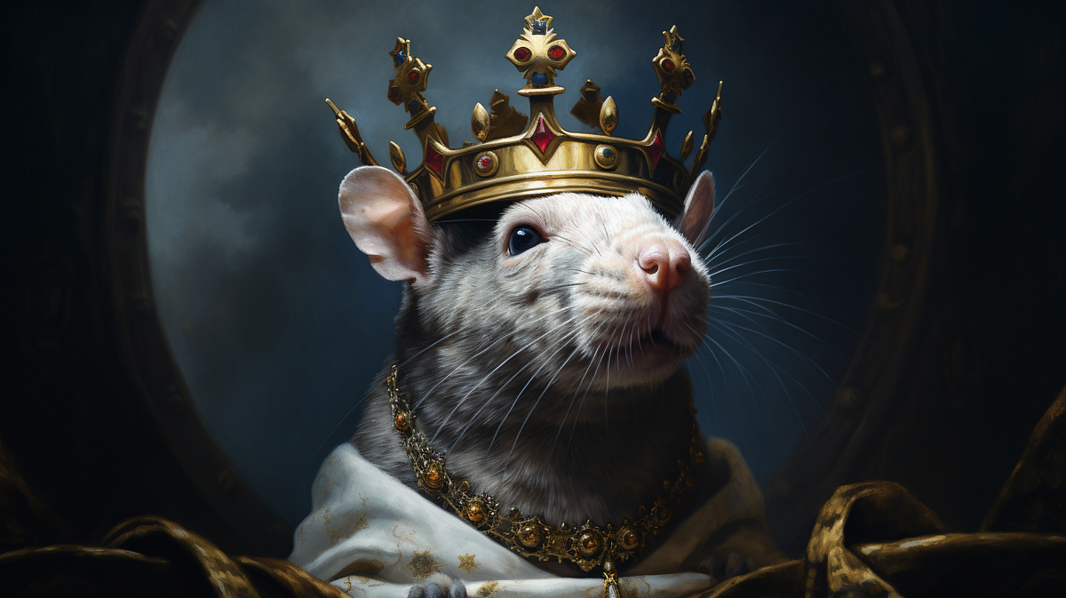 A rat king is a collection of rats whose tails are intertwined and bound  together in