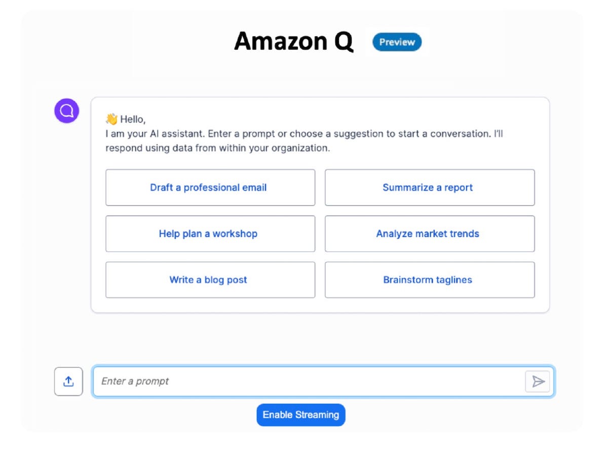 Amazon Q is a Generative AI Copilot for Business Untethered from