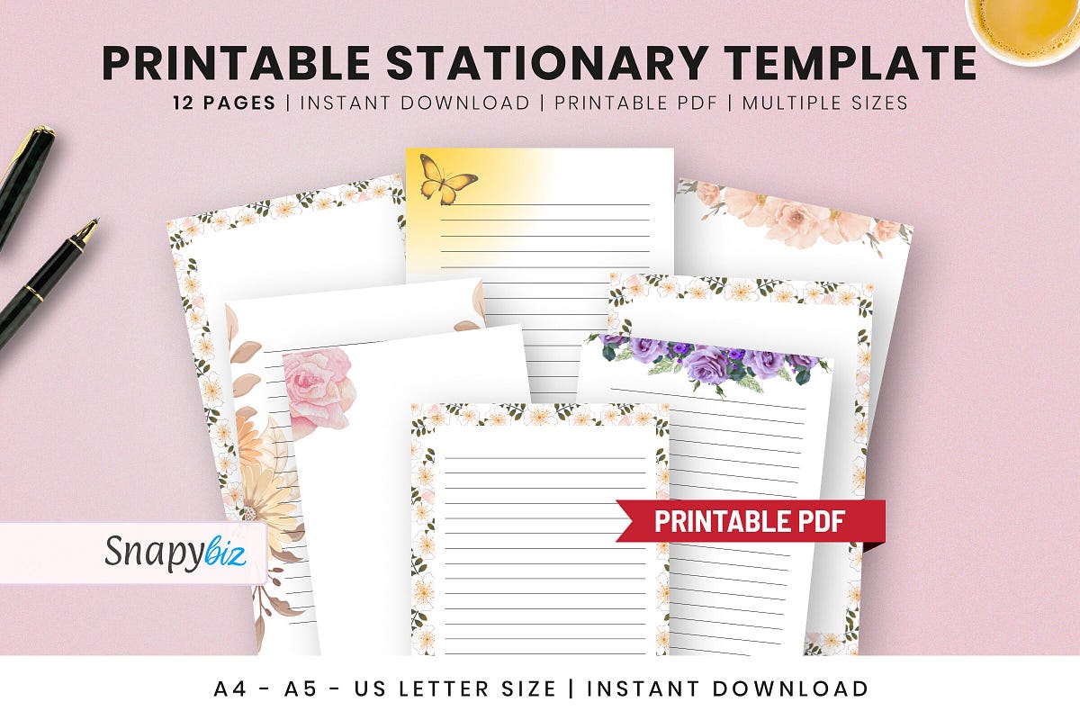 Free Printable Stationary Template Free Download | by Glowglyph | May ...