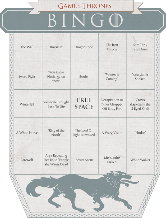 Play Game of Thrones Bingo! — The Bold Italic — San Francisco
