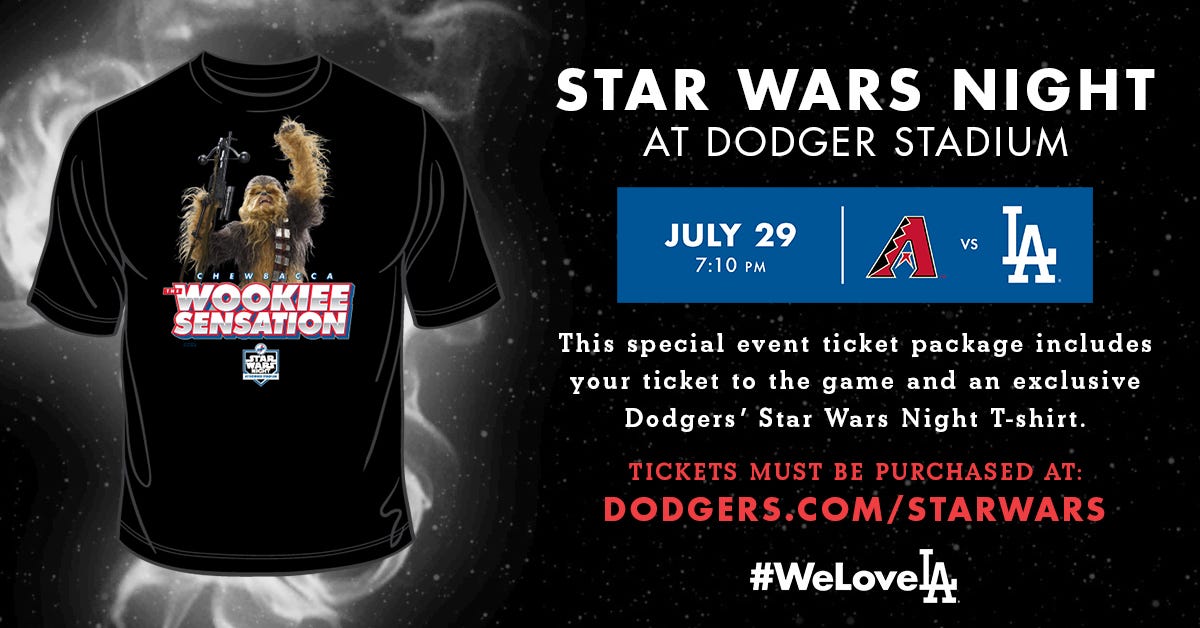 Star Wars Night at Dodger Stadium features exclusive T-shirt | by Jon  Weisman | Dodger Insider