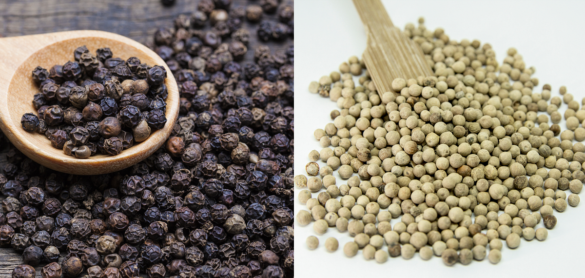 Black Pepper vs White pepper. Pepper is a significant spice that is