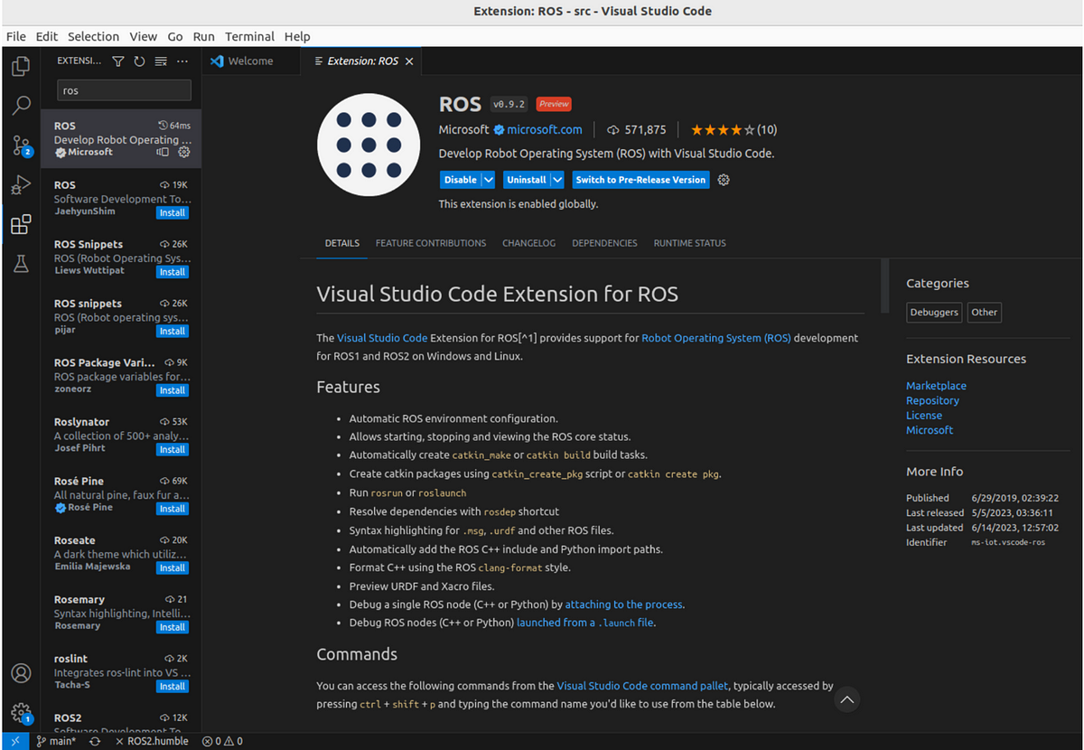 Exploration of VS Code extensions for a ROS Developer | by TheRoboticsSpace  | Medium