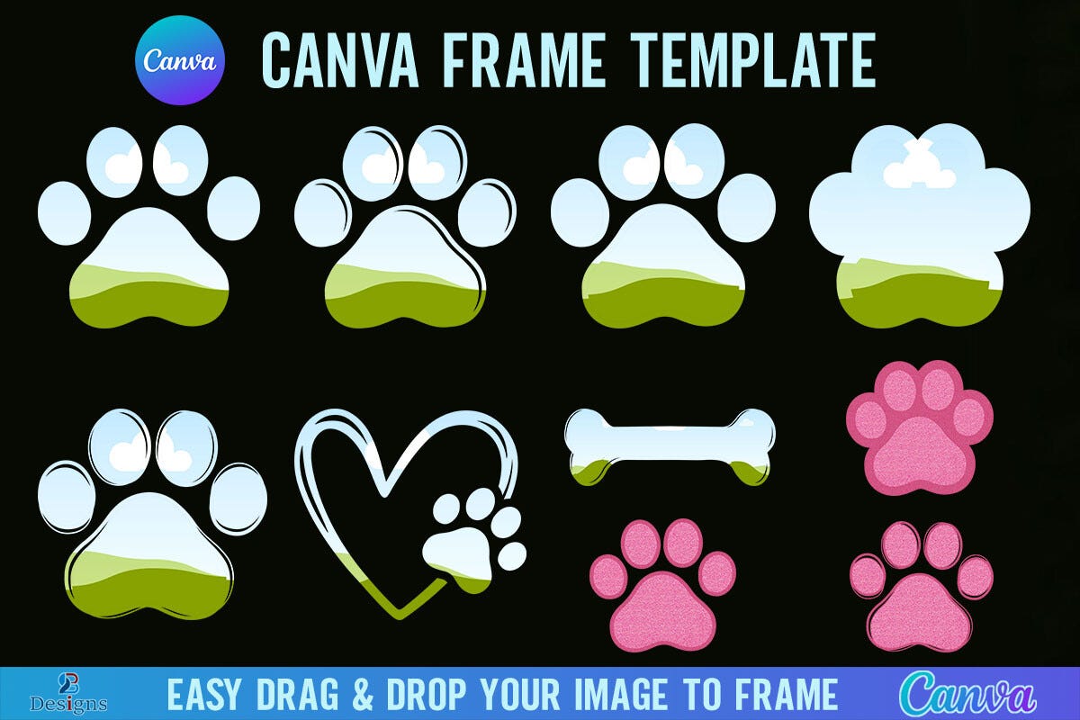 Paw Print Canva Frame Template Dog Bone | by Tadao Ando | Jun, 2024 ...