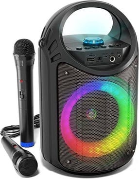 IndeCool Kids Bluetooth Karaoke Machine with 2 Microphones, Remote Control  Wireless Karaoke Speaker Portable Karaoke Machine Music MP3 Player for Kids
