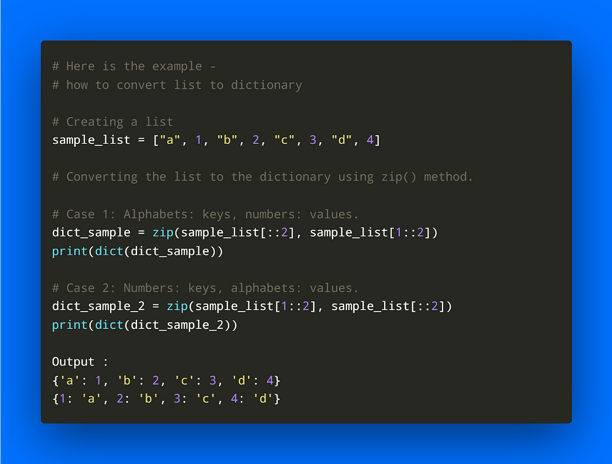 Convert List to Dictionary in Python with MarsDevs. | by MarsDevs | Medium