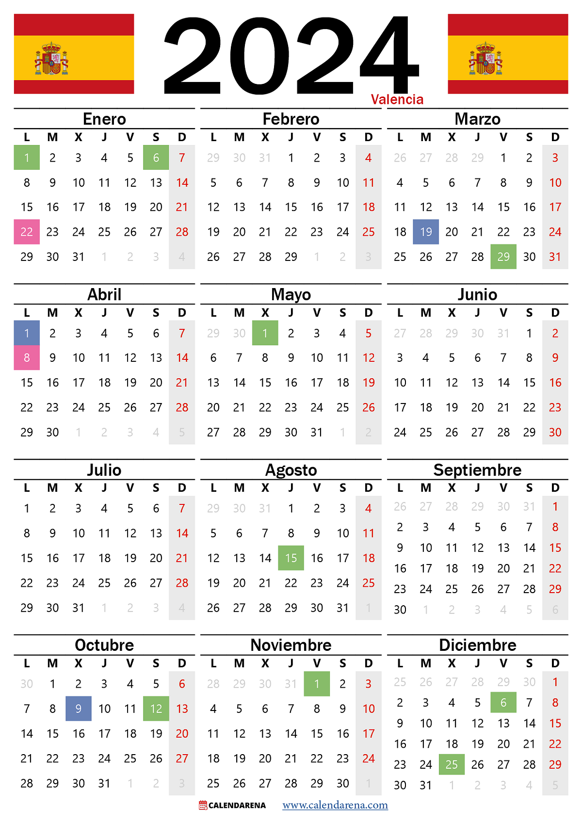 Calendario Laboral Valencia 2025 pdf by Calendarena Medium