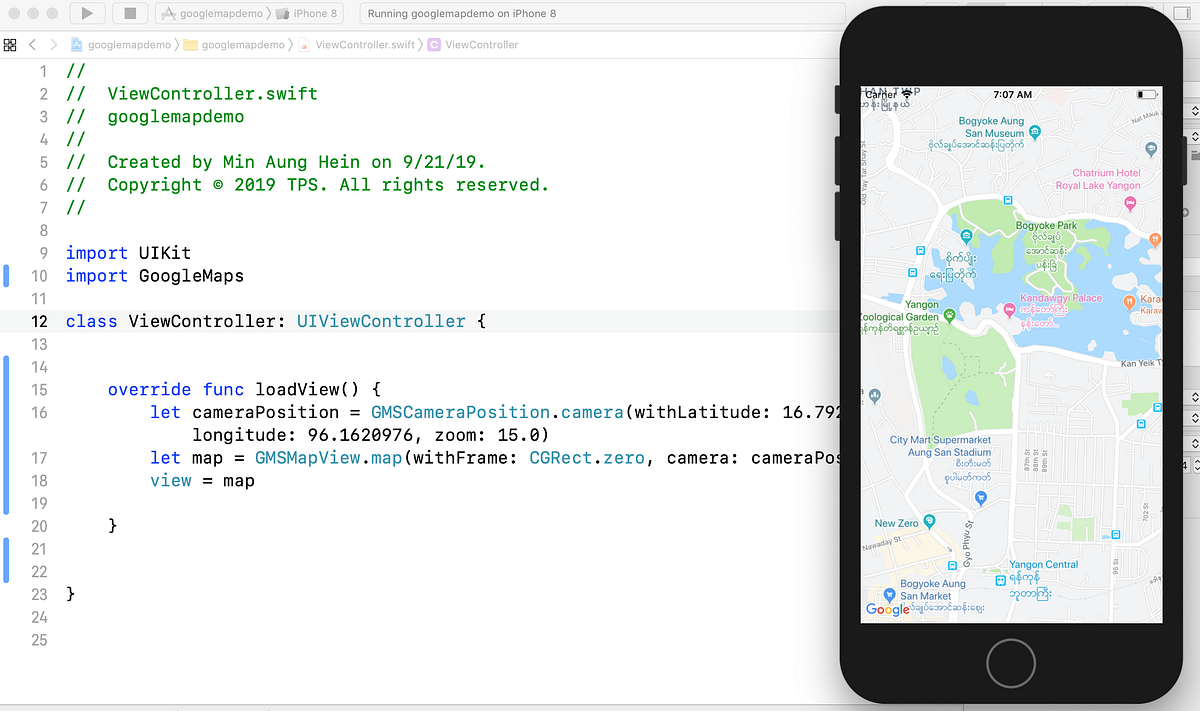 Integrating Google Map in iOS ( Swift Version) | by Min Aung Hein | Medium