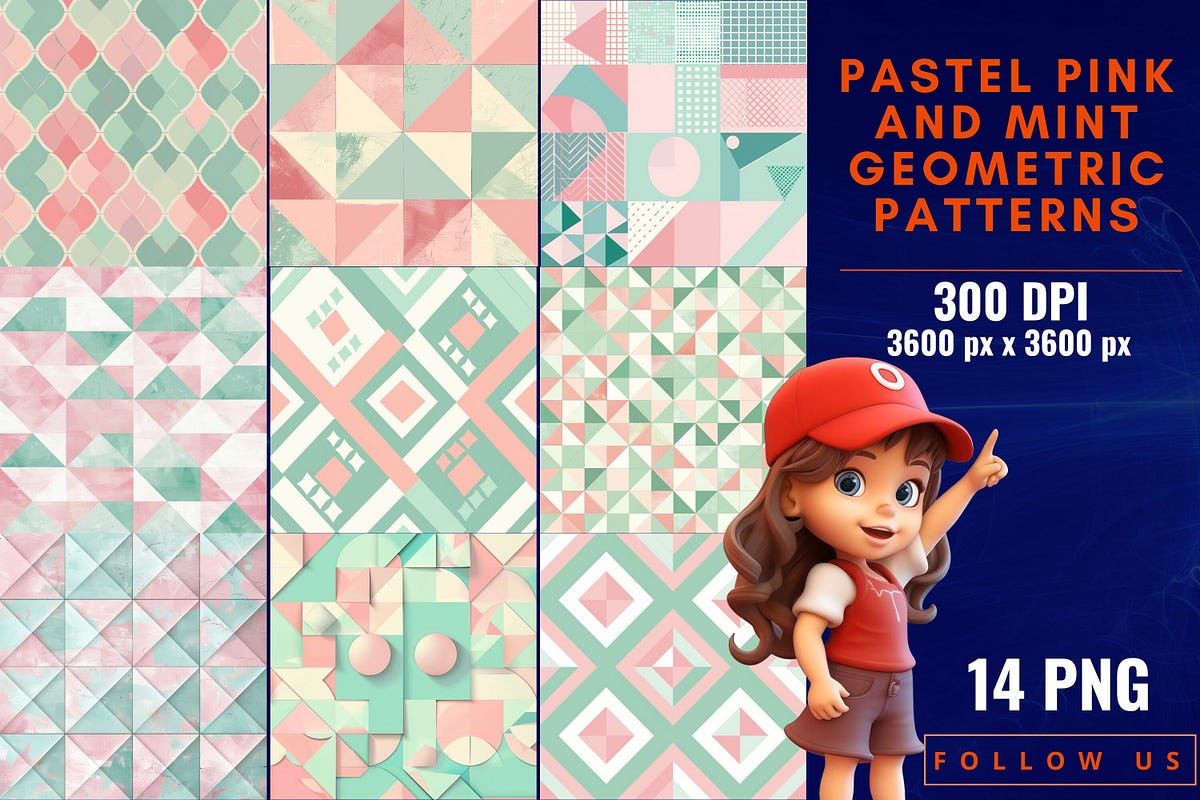 Pastel Pink and Mint Geometric Patterns Free Download | by ...