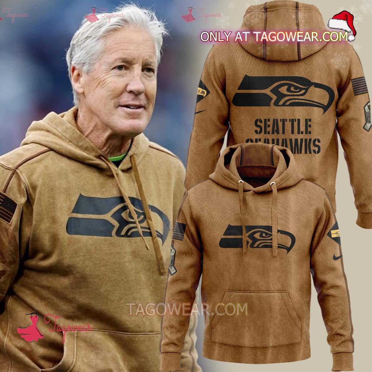 Seattle Seahawks Coach Pete Carroll Salute To Service 3D Pullover Hoodie, by Minhkhuongpham