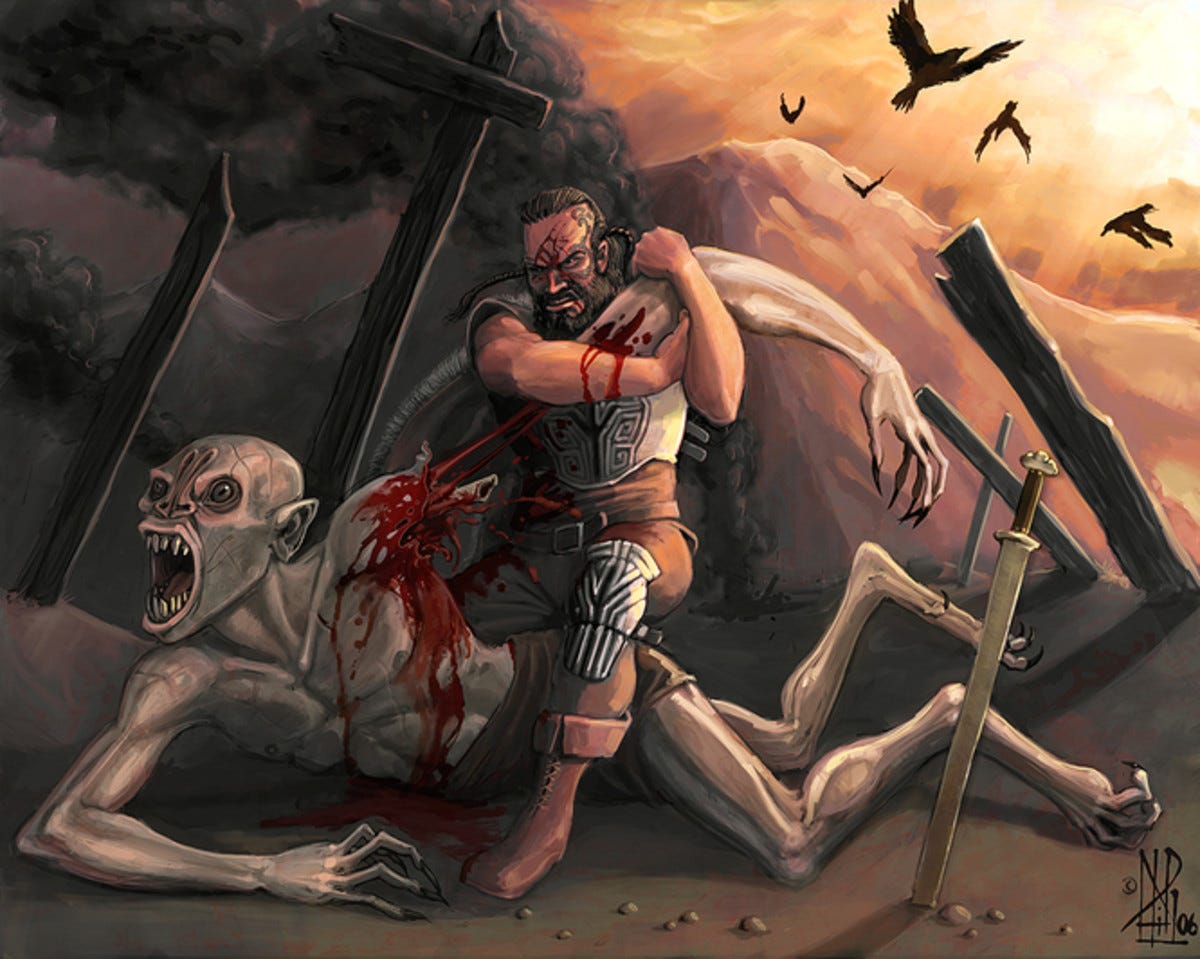 His first battle with Grendel revealed his strength. Published by Independent. uk(Aug.2013). By ND Hill (2006).