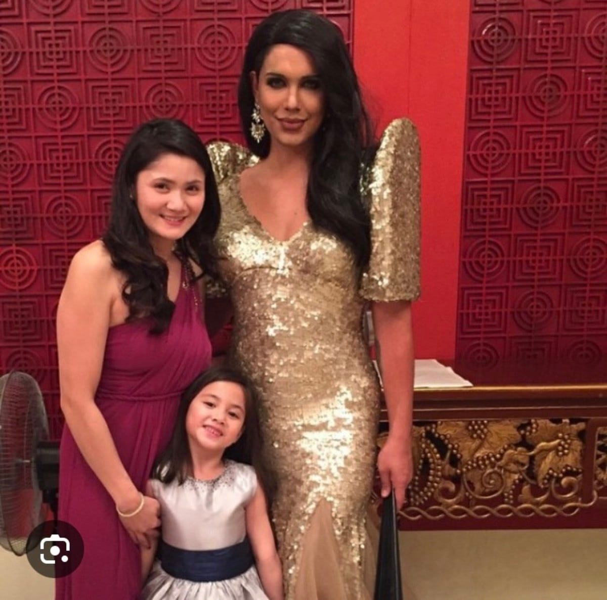 Philippine drag icon Paolo Ballesteros with his partner and daughter.