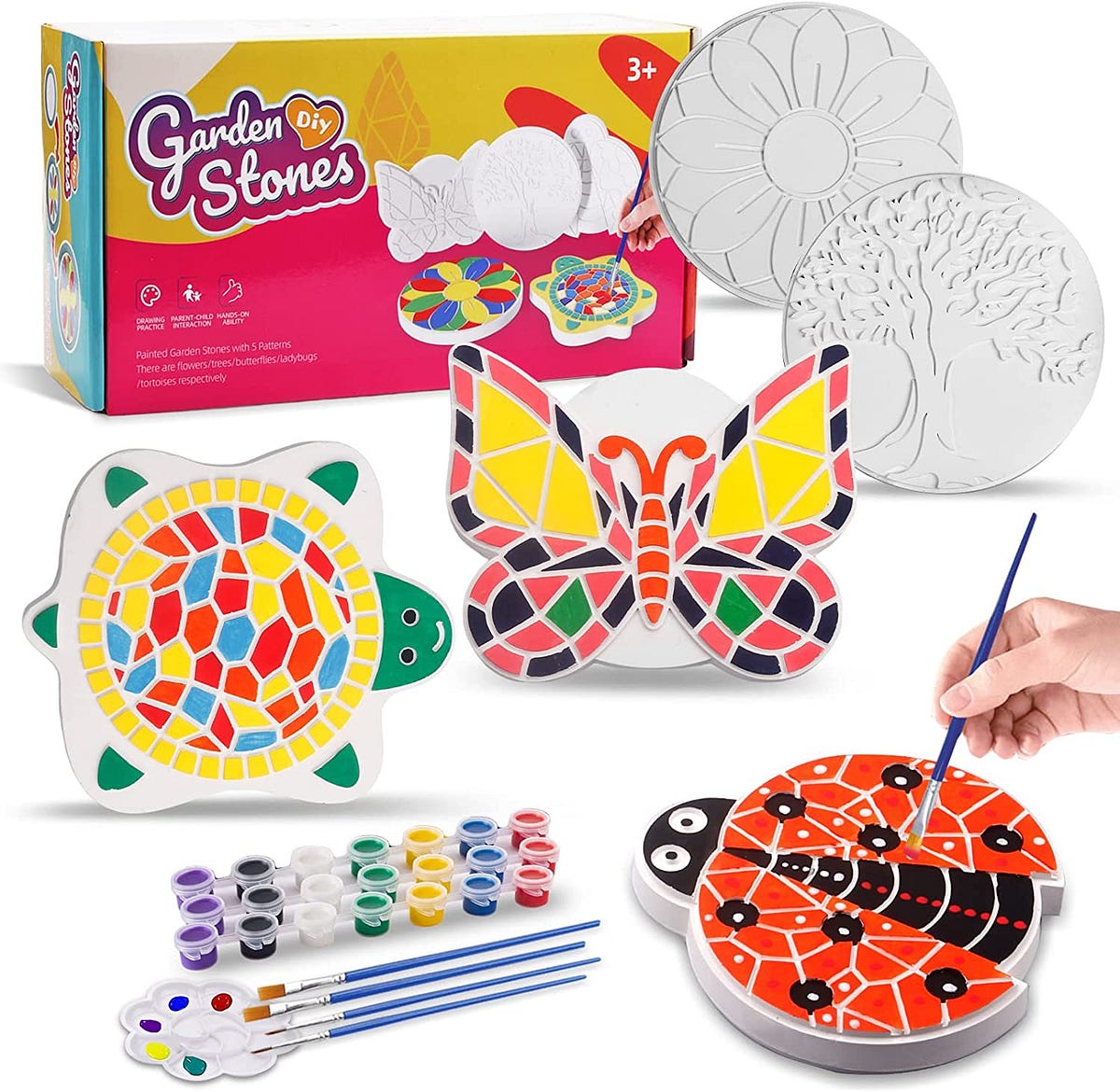 Paint Your Own Stepping Stones, 5Pack DIY Ceramic Painting Kit for